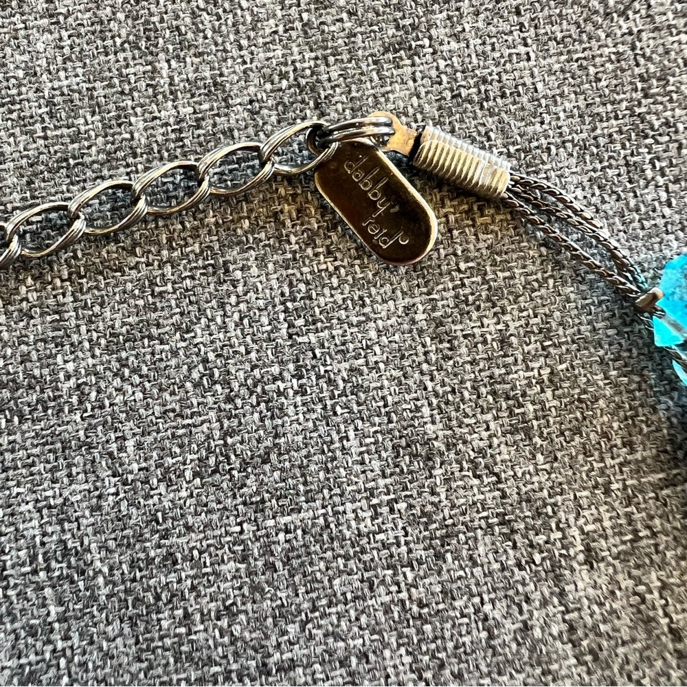Dabby Reid Chunky Turquoise Beaded Necklace Silver Tone 16” Triple Strand - Picture 2 of 5